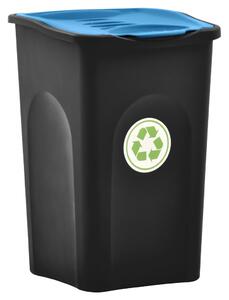 Trash Bin with Hinged Lid 50L Black and Blue
