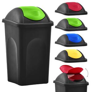 Trash Bin with Swing Lid 60L Black and Green