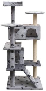 Cat Tree with Sisal Scratching Posts 125 cm Paw Prints Grey