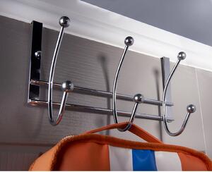 Hat and Coat Over the Door Hanger - Chrome Plated - 3 Hooks