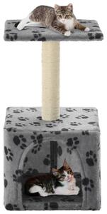 Cat Tree with Sisal Scratching Post 55 cm Grey Paw Print
