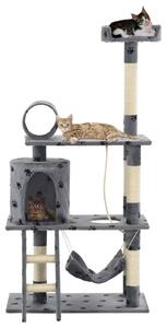 Cat Tree with Sisal Scratching Posts 140 cm Grey Paw Prints