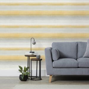 Washy Stripe Ochre Wallpaper Yellow/Grey