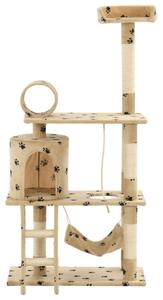 Cat Tree with Sisal Scratching Posts 140 cm Beige Paw Prints