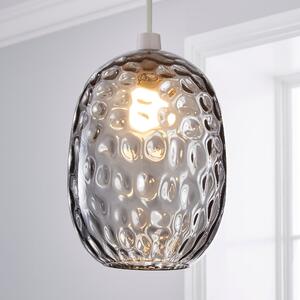 Elodie Dimpled Glass Easy Fit Pendant Grey Lustre Grey