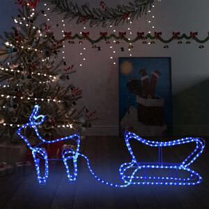Christmas Blue Light Up Reindeer & Sleigh