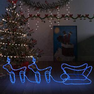 Christmas Blue Light Up Reindeer & Sleigh