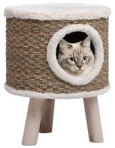 Cat House with Wooden Legs 41 cm Seagrass