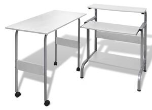 2 Piece Computer Desk with Pull-out Keyboard Tray White