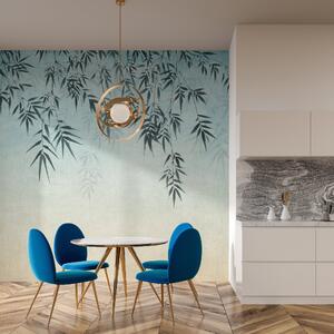 Ombre Leaf Mural Blue