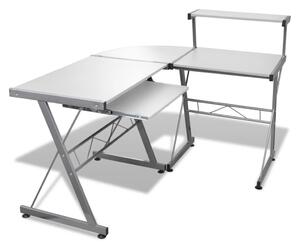 Computer Desk with Pull-out Keyboard Tray L-shaped White
