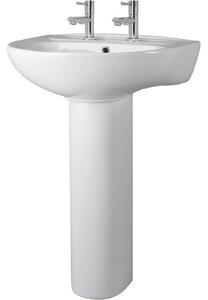 Balterley Adley 2 Tap Hole Basin and Full Pedestal - 550mm
