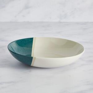 Elements Dipped Pasta Bowl Teal Blue/White