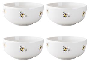 Set of 4 Bee Cereal Bowls White