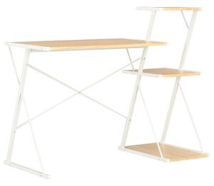 Desk with Shelf White and Oak 116x50x93 cm