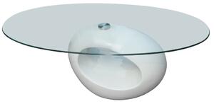 Coffee Table with Oval Glass Top High Gloss White