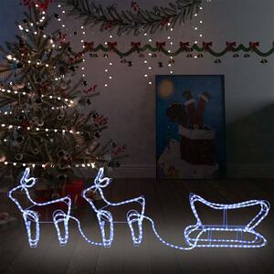 Cold White Light Christmas Reindeer & Sleigh