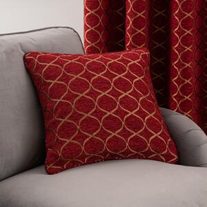Ogee Chenille Cushion Red