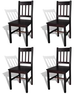 Dining Chairs 4 pcs Dark Brown Pinewood