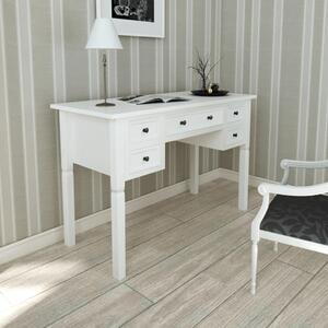 White Writing Desk with 5 Drawers