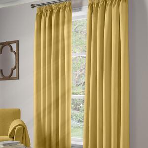 100% Blackout Ready Made Pencil Pleat Curtains Ochre