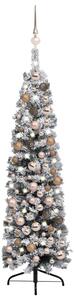 Slim LED Christmas Flocked Tree With Ball Set