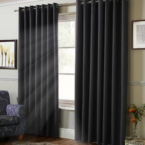 100% Blackout Ready Made Eyelet Curtains Charcoal