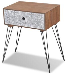 Nightstand with 1 Drawer Rectangular Brown