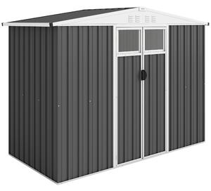 Outsunny 8 x 4 ft Metal Garden Shed, Garden Storage Shed with Window, 4 Vents and Lockable Door, Waterproof Galvanised Steel Tool Storage Shed, Dark Grey