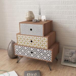 Nightstand with 3 Drawers Brown