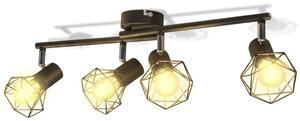 Black Industrial Style Wire Frame Spot Light with 4 LED Filament Bulbs