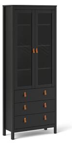 Barcelona Black 2 Glass Door Display Cabinet