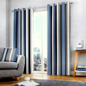 Fusion Whitworth Lined Ready Made Eyelet Curtains Blue