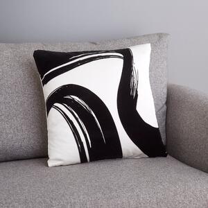 Abstract Brush Stroke Cushion Black and white