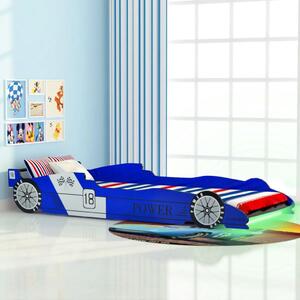 Children's LED Race Car Bed 90x200 cm Blue