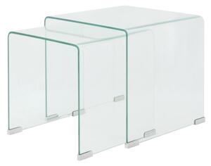 Two Piece Nesting Table Set Tempered Glass Clear