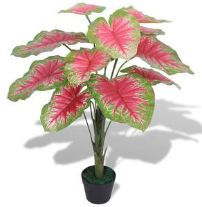 Artificial Caladium Plant with Pot 70 cm Green and Red