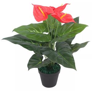Artificial Anthurium Plant with Pot 45 cm Red and Yellow