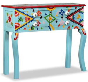 Console Table Solid Mango Wood Blue Hand Painted