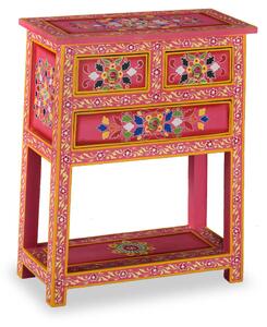 Sideboard with Drawers Solid Mango Wood Pink Hand Painted