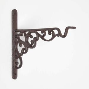 Homescapes Parisian Style Brown Cast Iron Small Handing Basket Hook