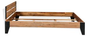 Bed Frame Solid Acacia Wood Steel 140x200 cm