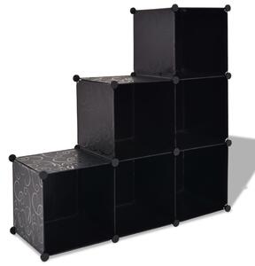 Storage Cube Organiser with 6 Compartments Black