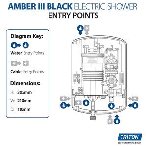 Triton Amber 3 9.5kW Electric Shower - Black