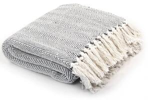 Throw Cotton Herringbone 125x150 cm Grey