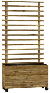 Outsunny 76 x 30 x 155cm Trellis Planter Box, Wooden Wheeled Planter for Climbing Plants & Vegetables, Natural Aosom UK