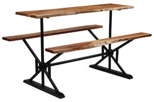 Bar Table with Benches Solid Acacia Wood 180x50x107 cm
