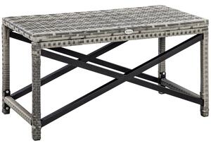 Outsunny PE Wicker Outdoor Coffee Table, Patio Rattan Side Table, with Plastic Board Under the Full Woven Table Top for Patio, Garden Mixed Grey