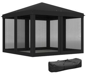 Outsunny 3 x 3 m Pop Up Gazebo, 420D Garden Tent Canopy with Removable Mesh Sidewall Netting, Carry Bag for Garden Patio Outdoor, Black