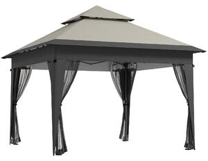 Outsunny 3 x 3(m) Pop Up Gazebo with Mosquito Netting, 1 Person Easy up Marquee Party Tent with 1-Button Push, Double Roof, Sandbags